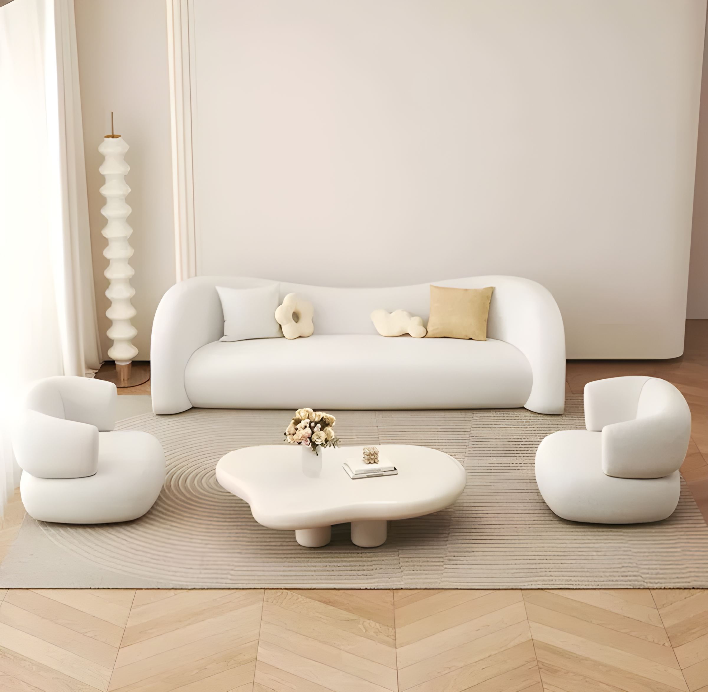 Odette performance bouclé sofa in cream