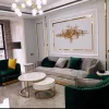 Velvet Luxe Gold Trim Sofa