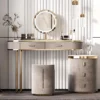 Luxuria Stone & Leather Vanity Ensemble - Elegant Dressing Table Set