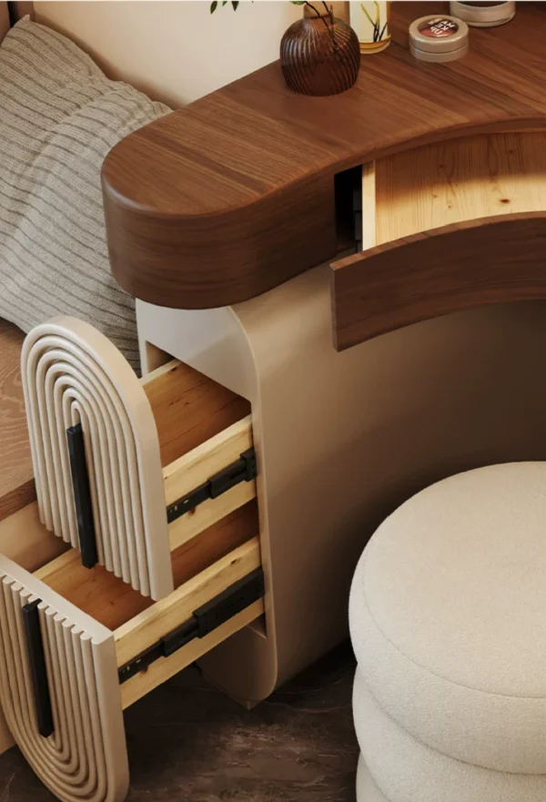 Aria Curve Corner Dressing Table with 360° LED Mirror