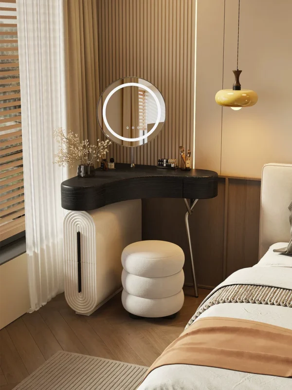 Aria Curve Corner Dressing Table with 360° LED Mirror